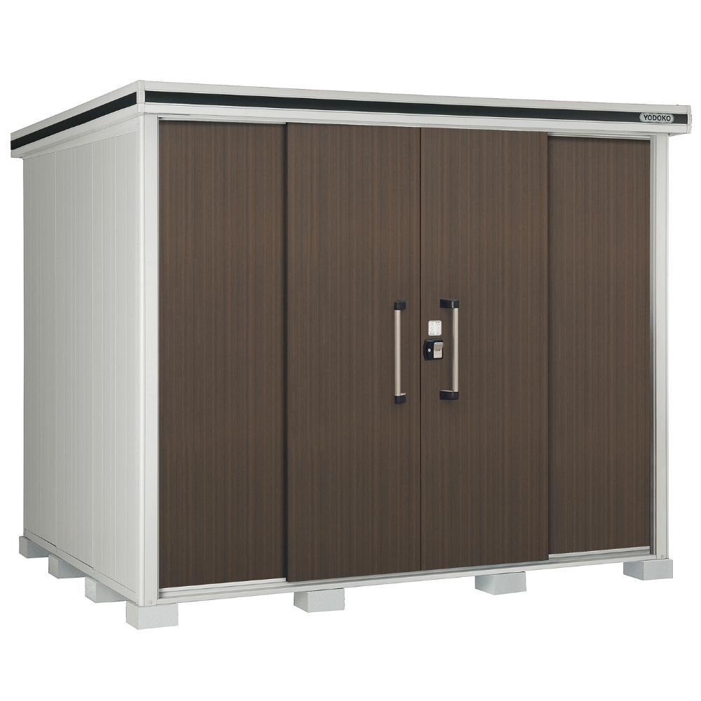 YODOKO Premium Outdoor Large Shed LMDS/ELMO in sleek design, durable galvanized steel, offering luxury and rust resistance.