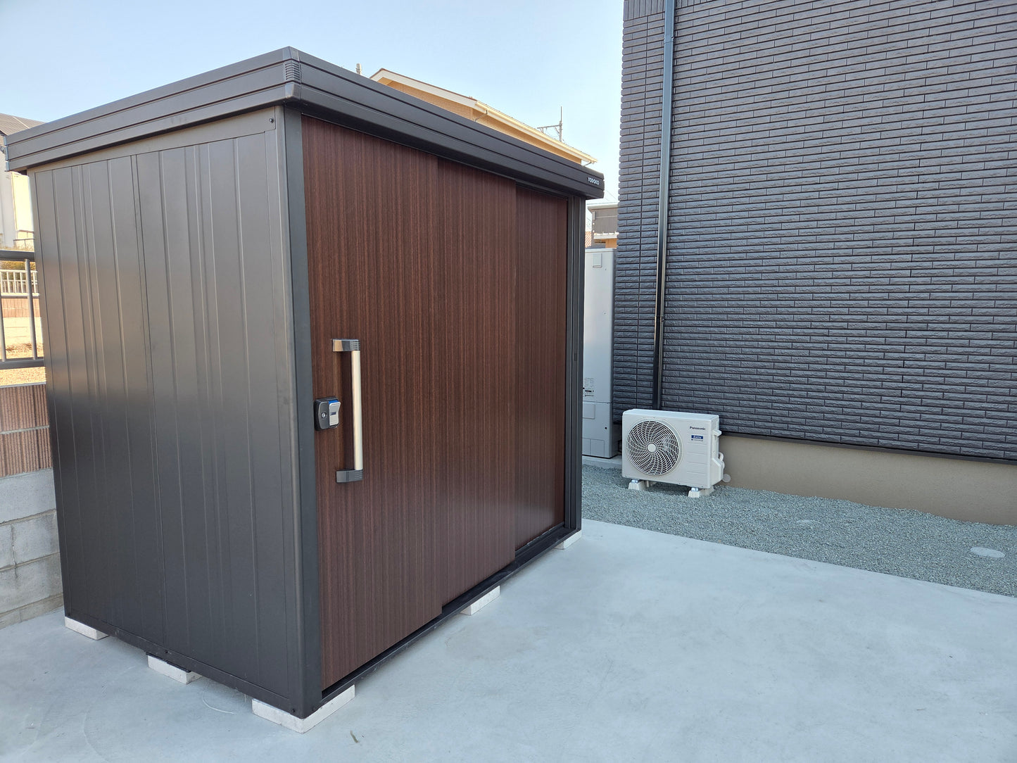 YODOKO LMDS Large Steel Stroage Shed in backyard