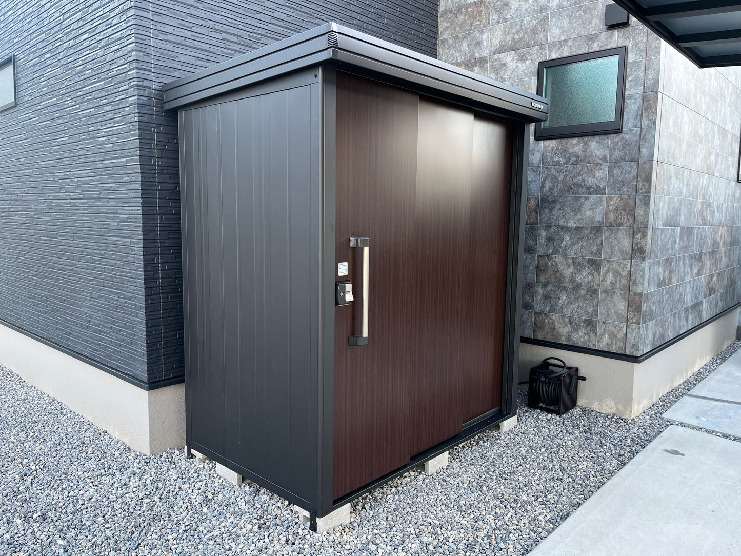 YODOKO LMDS Large Steel Stroage Shed in backyard
