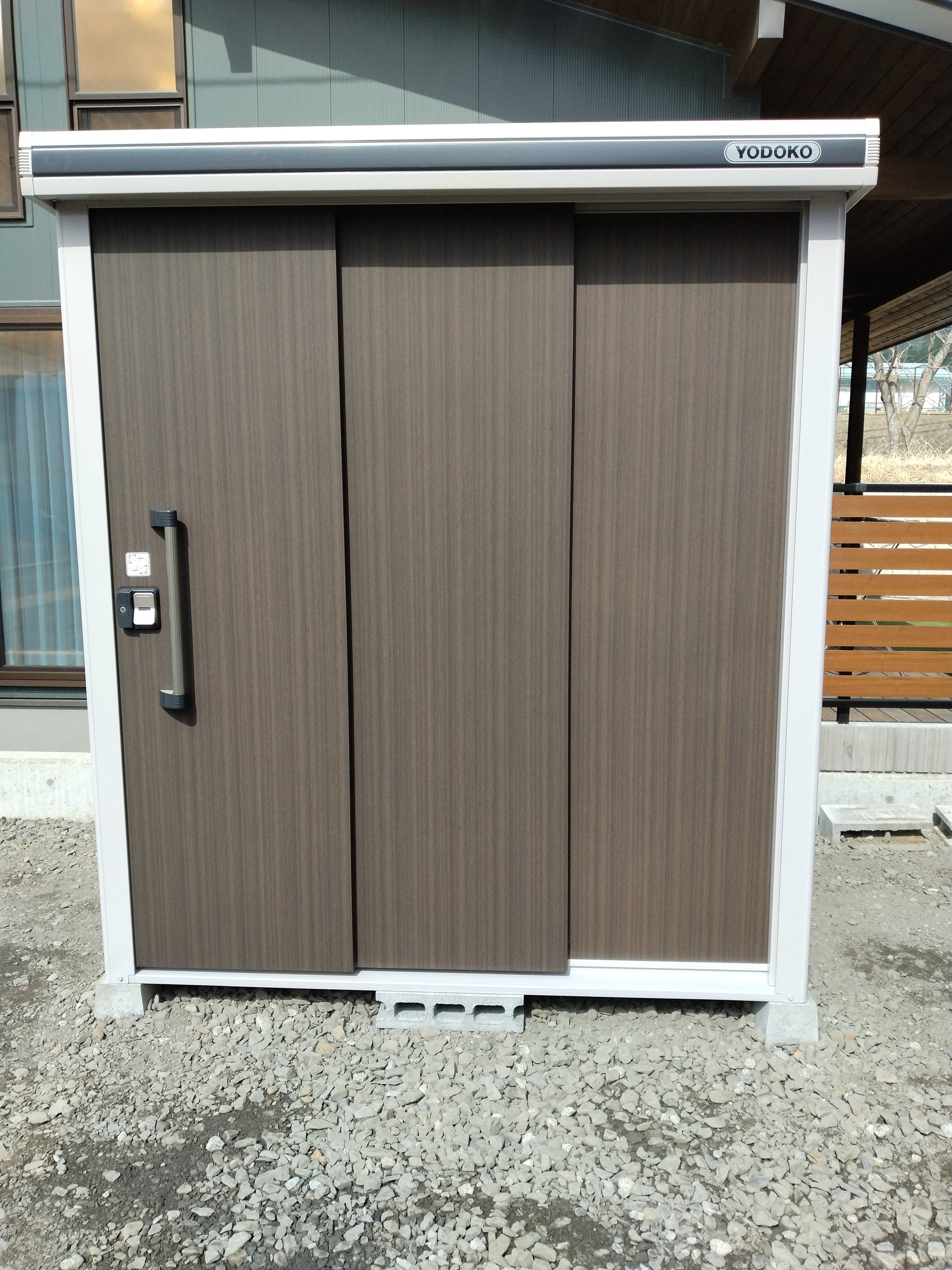 YODOKO LMDS Large Steel Stroage Shed in backyard